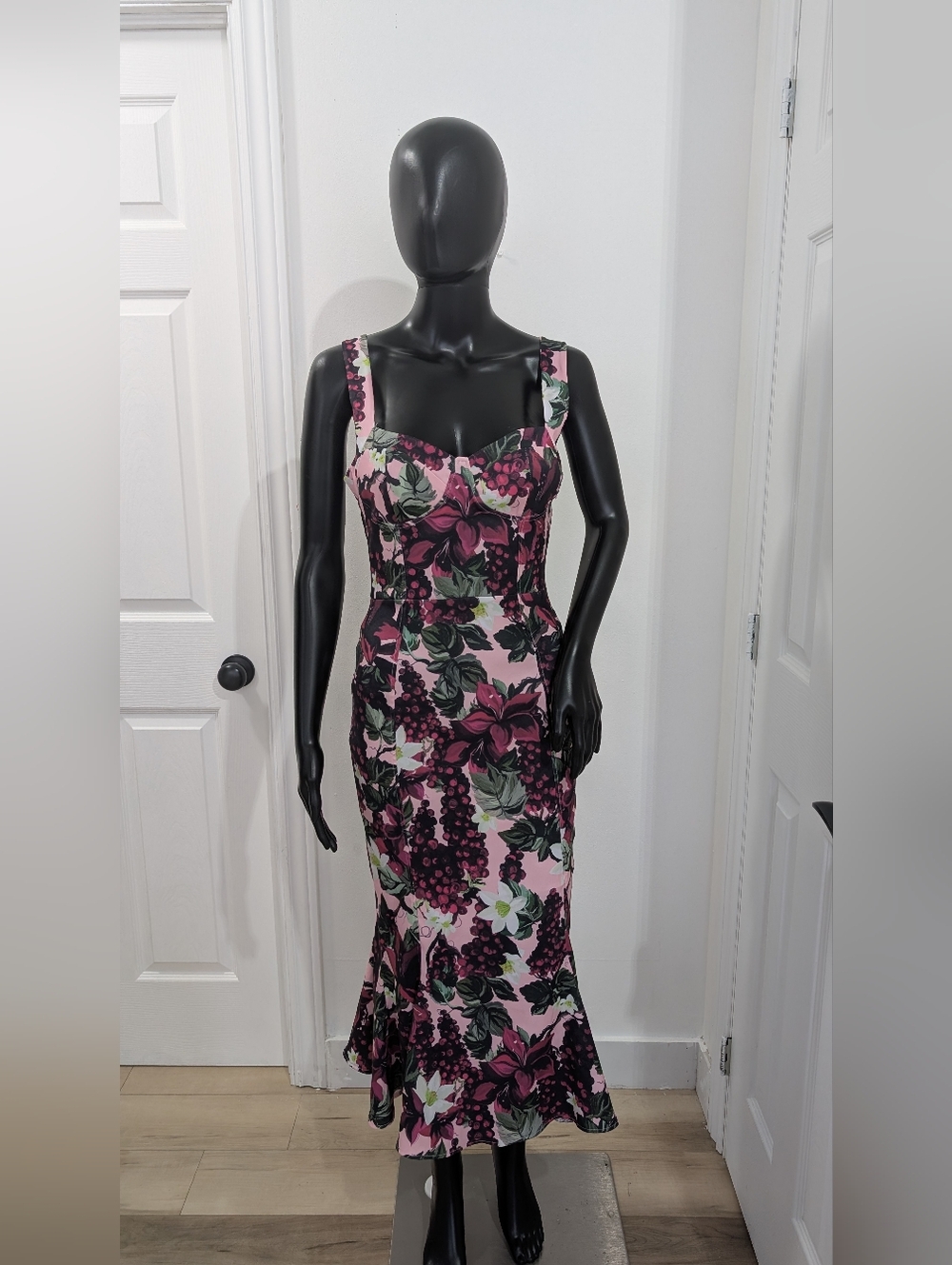 Pink Floral Sweetheart Maxi Dress
